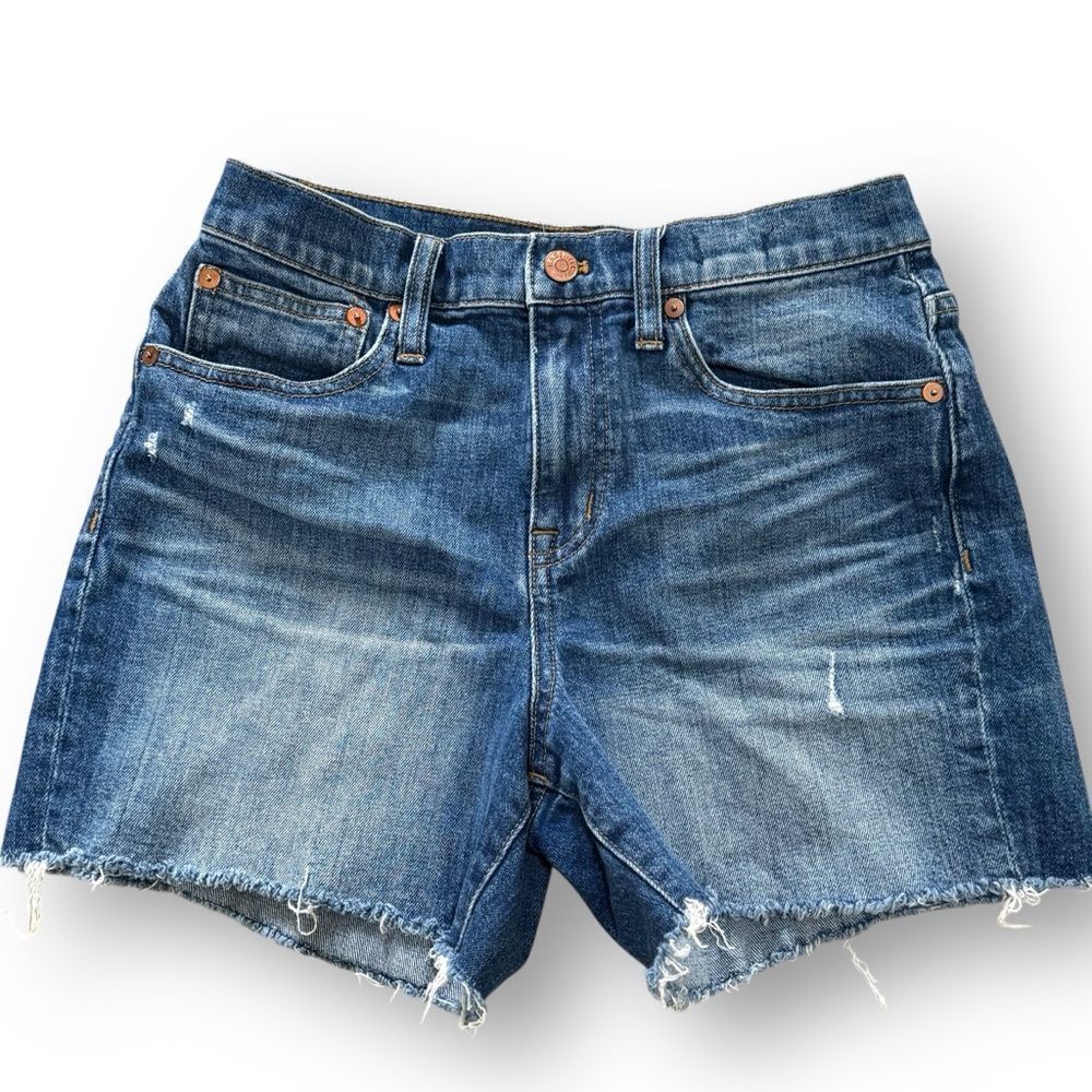 Madewell High-Rise Denim Shorts Destroyed Distressed Medium Wash size 25 - Picture 12 of 12